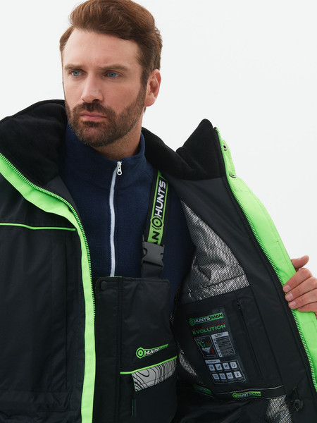 Изображение товара Костюм для охоты и рыбалки Huntsman Elbrus -35°C (р.56-58/170-176, черный/лайм)