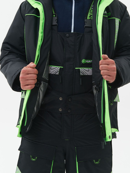 Изображение товара Костюм для охоты и рыбалки Huntsman Elbrus -35°C (р.56-58/170-176, черный/лайм)