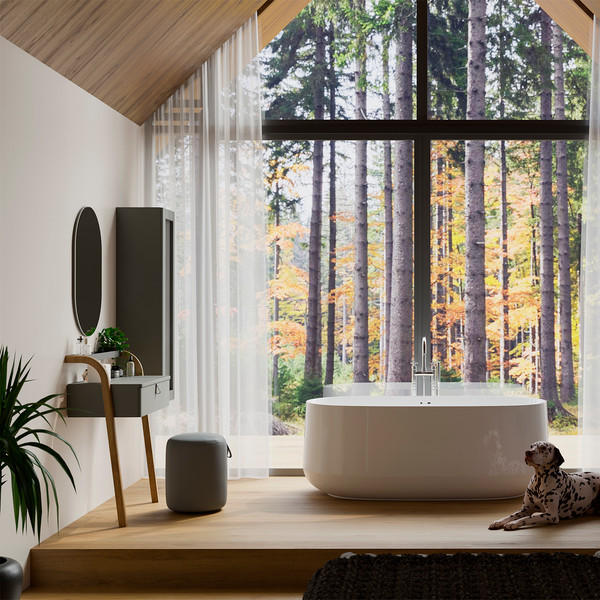 Изображение товара Шкаф-полупенал для ванной Lauter Estel 35 (серо-зеленый полуматовый)