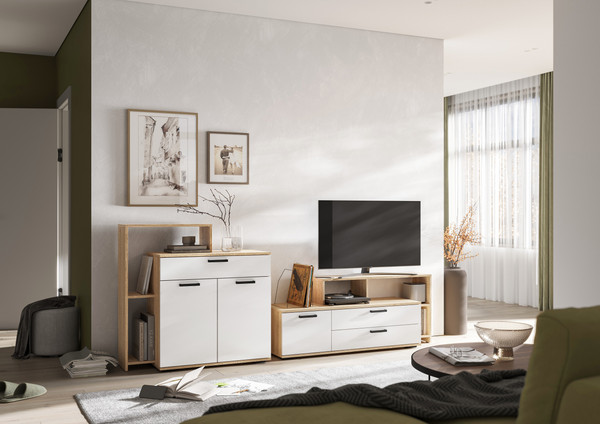 Изображение товара Тумба Стендмебель Санса ТВ-01 под тв (белый/дуб сонома)