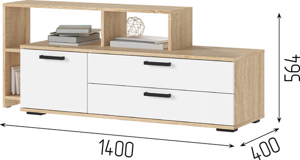 Изображение товара Тумба Стендмебель Санса ТВ-01 под тв (белый/дуб сонома)