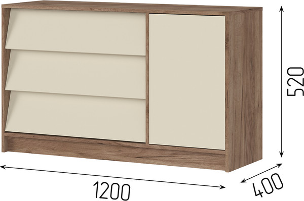 Изображение товара Тумба Стендмебель Рейн КМ 01 1200 (кашемир/дуб крафт табачный)