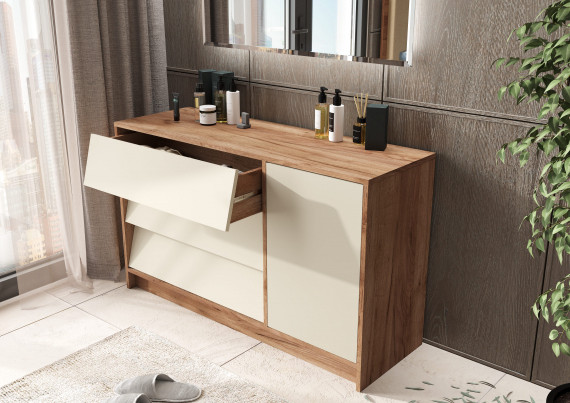 Изображение товара Тумба Стендмебель Рейн КМ 01 1200 (кашемир/дуб крафт табачный)