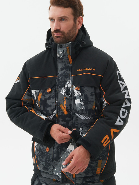 Изображение товара Костюм для охоты и рыбалки Huntsman Канада V2 -35°C КМФ 192/Черный Исландия (р.44-46/170-176)