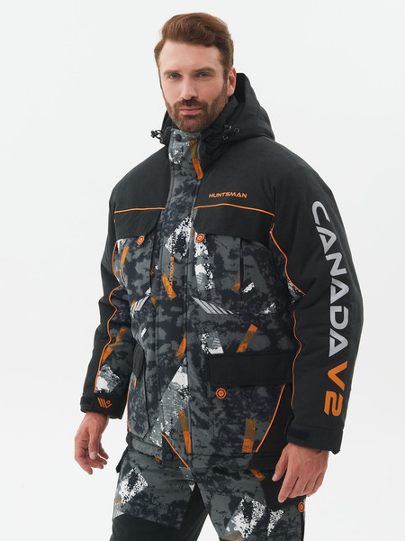 Изображение товара Костюм для охоты и рыбалки Huntsman Канада V2 -35°C КМФ 192/Черный Исландия (р.60-62/182-188)