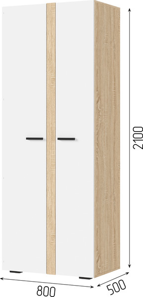 Изображение товара Шкаф Стендмебель Санса ШК-02 2-х створчатый (белый/дуб сонома)