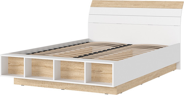 Изображение товара Полуторная кровать Стендмебель Санса КР-01 140x200 (белый/дуб сонома)