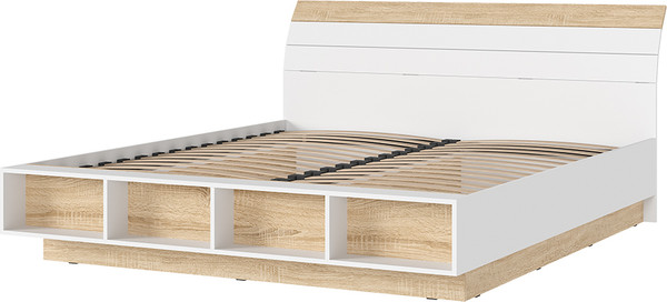 Изображение товара Двуспальная кровать Стендмебель Санса КР-03 180x200 (дуб сонома/белый)