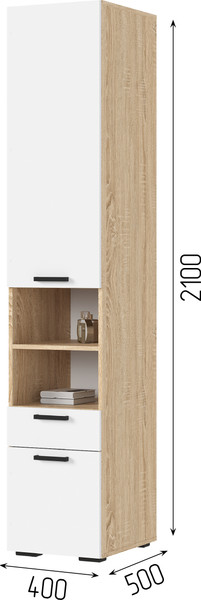Изображение товара Шкаф-пенал Стендмебель Санса ПН-01 (белый/дуб сонома)