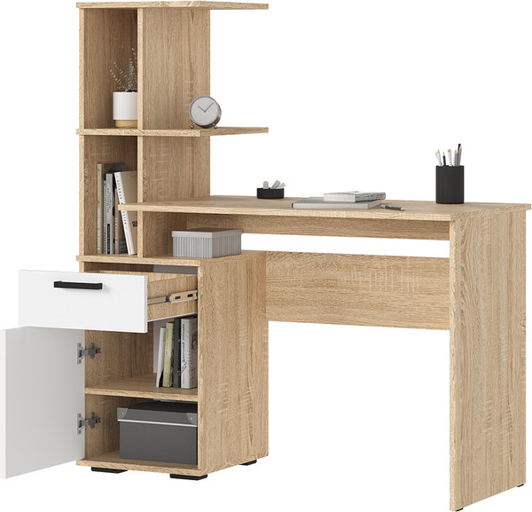 Изображение товара Письменный стол Стендмебель Санса СТ-01 (белый/дуб сонома)