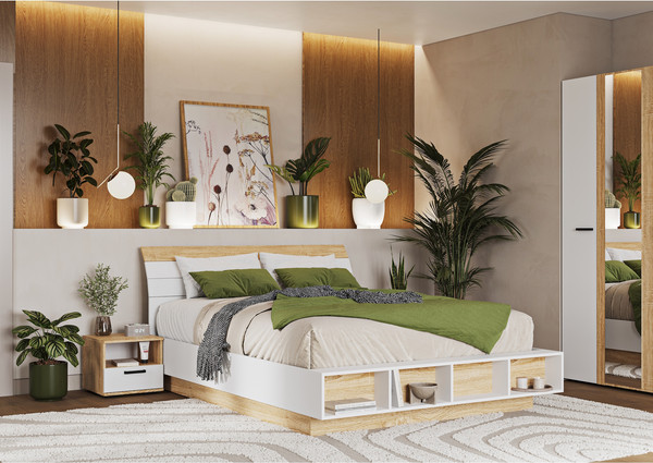 Изображение товара Прикроватная тумба Стендмебель Санса ТБ-01 (белый/дуб сонома)