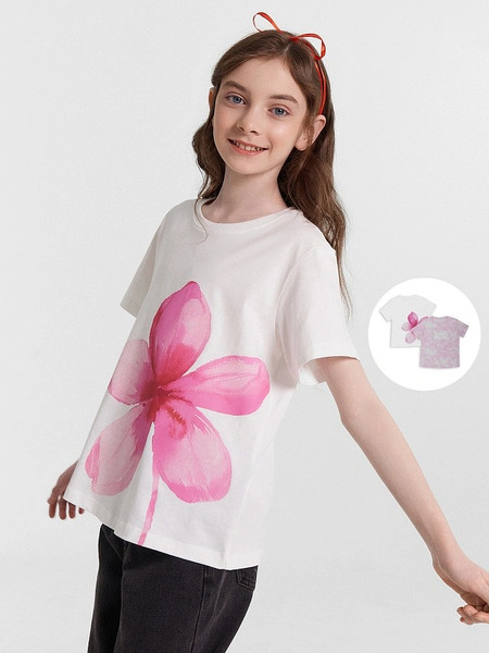 Изображение товара Комплект футболок детских Mark Formelle 117835-2 (р.134-68, белый/бело-розовые разводы)