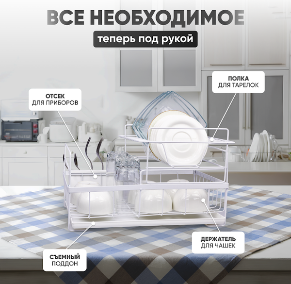 Изображение товара Сушилка для посуды Solmax&Home SM99897 (белый)