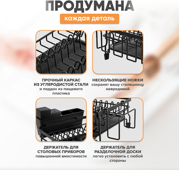 Изображение товара Сушилка для посуды Solmax&Home SM99898 (черный)