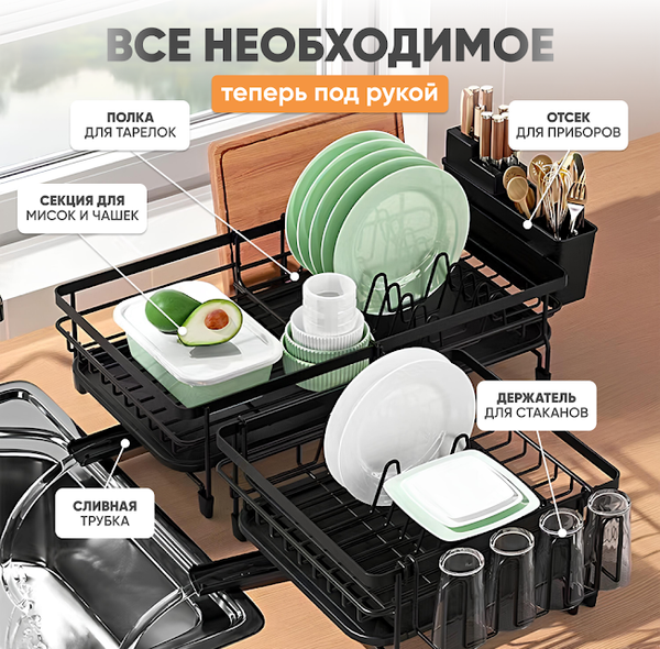 Изображение товара Сушилка для посуды Solmax&Home SM99898 (черный)