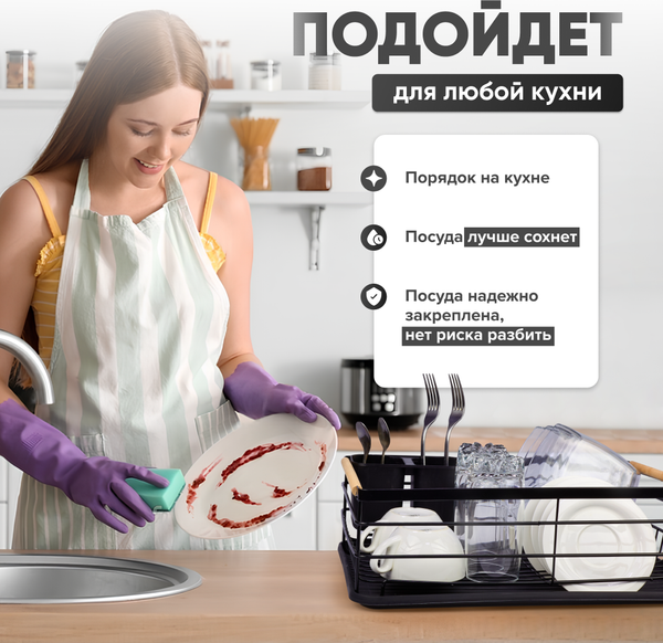 Изображение товара Сушилка для посуды Solmax&Home SM99882 (черный)