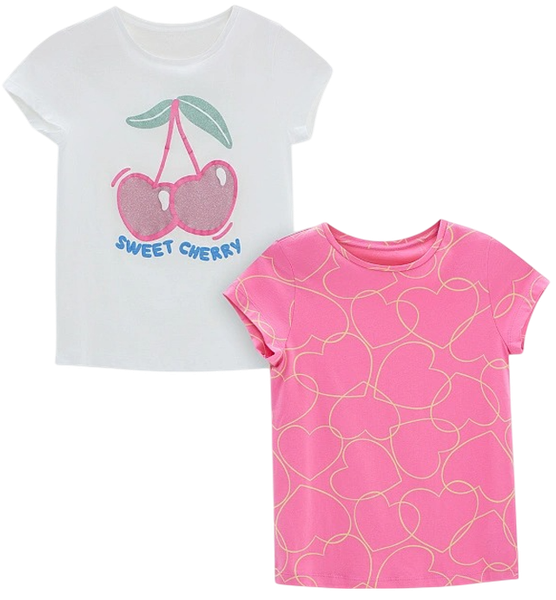 Изображение товара Комплект футболок детских Mark Formelle 117892-2 (р.134-68, белый/сердечки на розовом)