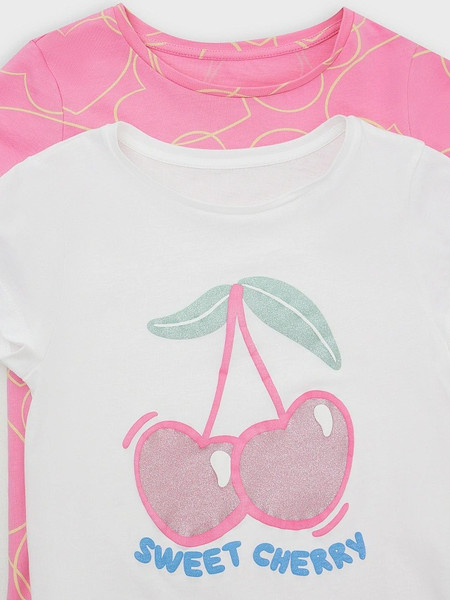Изображение товара Комплект футболок детских Mark Formelle 117892-2 (р.140-68, белый/сердечки на розовом)