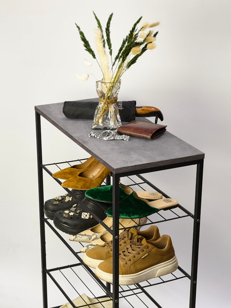 Изображение товара Полка для обуви Solmax&Home ЛДСП ОБ16 / IS99506 (бетон/черный)