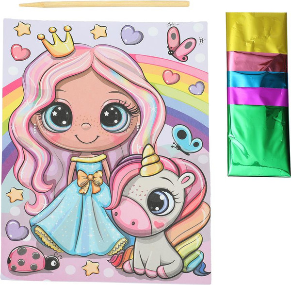 Изображение товара Набор для творчества MultiArt Аппликация из фольги. Принцесса и единорог / FOIL-116308