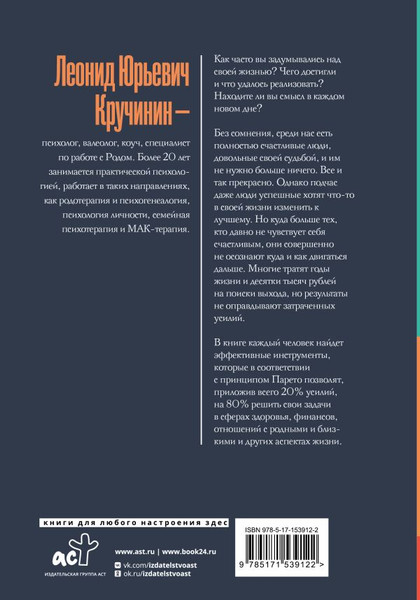 Изображение товара Книга АСТ По закону Парето: психол-е методики устранения жизненных проблем (Кручинин Леонид, твердая обложка)