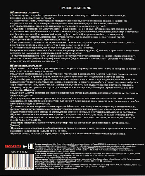 Изображение товара Тетрадь предметная Проф-Пресс Русский язык Свет знаний / Т48-1532 (48л, линейка)