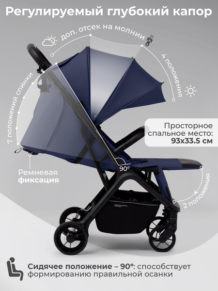 Изображение товара Детская прогулочная коляска Sweet Baby SBL Aura Basic (темно-синий)