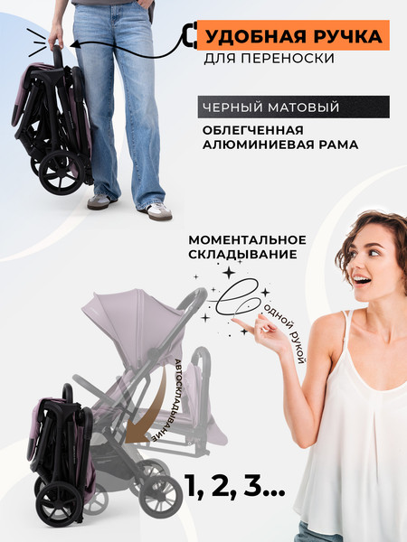 Изображение товара Детская прогулочная коляска Sweet Baby SBL Aura Plus Basic (розовый)