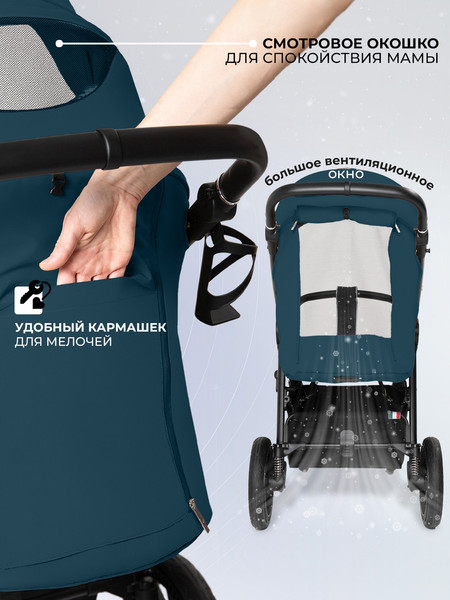 Изображение товара Детская прогулочная коляска Sweet Baby Contente Plus Basic (темно-зеленый)