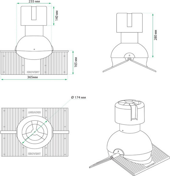 Изображение товара Аэратор коньковый Krovent Pipe-Cone RAL 8017 (коричневый)