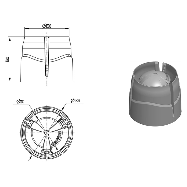 Изображение товара Колпак для вентиляционного выхода Krovent HupCap New RAL 3009 (красный)