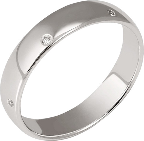 Изображение товара Кольцо обручальное из белого золота Кристалл C963800226773 (р.18, с фианитом)