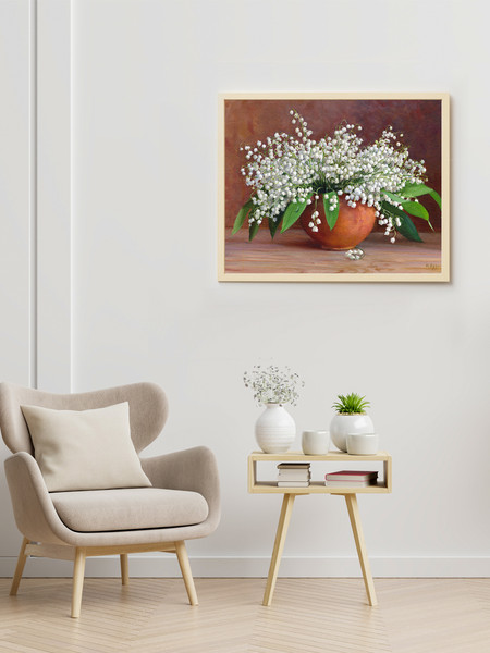 Изображение товара Картина по номерам Молли Бузин. Букет из ландышей в горшочке 40x50 / HR0737