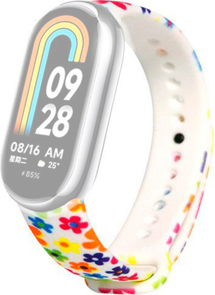 Изображение товара Ремешок для фитнес-трекера Rumi Силиконовый для Xiaomi Smart Band 8/9 (разноцветный ромашки)