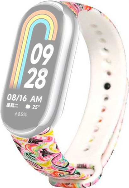 Изображение товара Ремешок для фитнес-трекера Rumi Силиконовый для Xiaomi Smart Band 8/9 (цветочный)