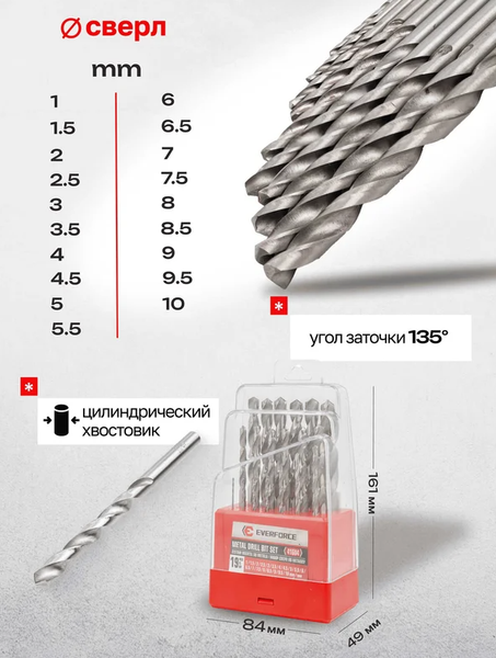 Изображение товара Набор сверл Everforce EF-41604 (60669)