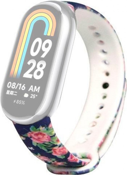 Изображение товара Ремешок для фитнес-трекера Rumi Силиконовый для Xiaomi Smart Band 8/9 (красные розы)