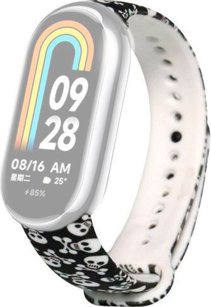 Изображение товара Ремешок для фитнес-трекера Rumi Силиконовый для Xiaomi Smart Band 8/9 (черепа)
