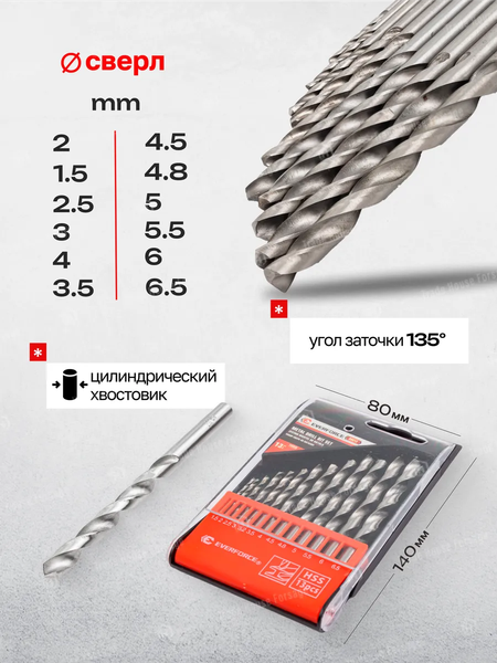 Изображение товара Набор сверл Everforce EF-DBS13 (60676)