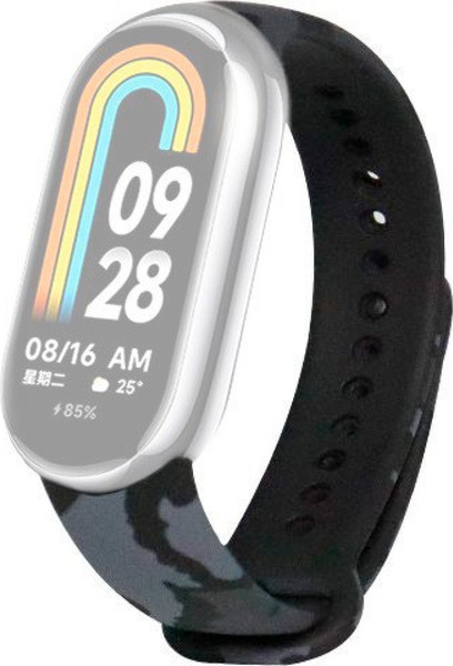 Изображение товара Ремешок для фитнес-трекера Rumi Силиконовый для Xiaomi Smart Band 8/9 (серый камуфляж)