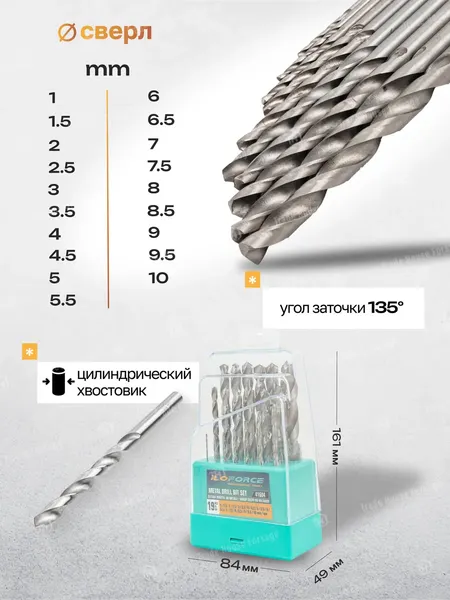 Изображение товара Набор сверл ILOforce 60 696 / IF-41604