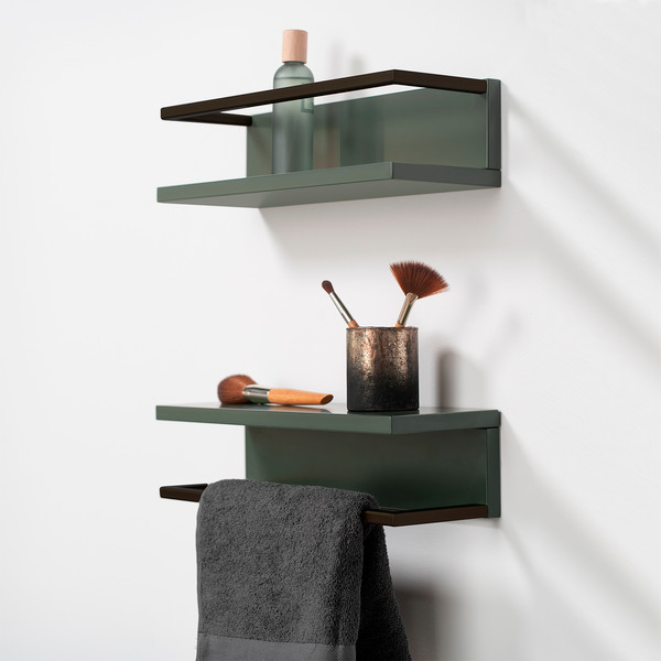 Изображение товара Полка для ванной Lauter Lea с рейлингом (серо-зеленый полуматовый)