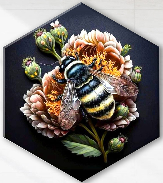 Изображение товара Картина по номерам Флюид Шмель на цветке 37x32 / BVH0002