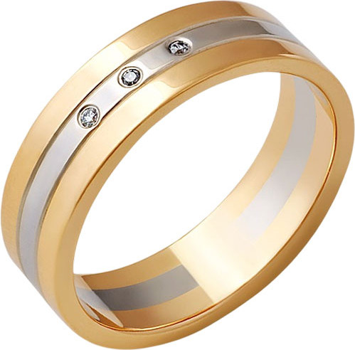 Изображение товара Кольцо обручальное из комбинированного золота Кристалл CC54200226773 (р.20, с фианитом)