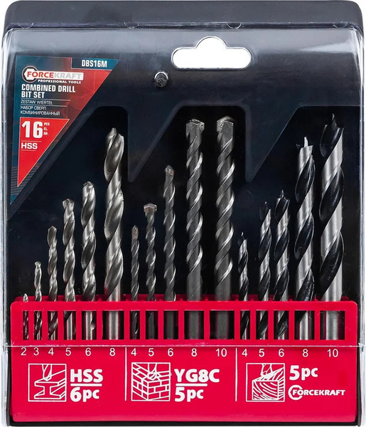 Изображение товара Набор сверл ForceKraft FK-DBS16M (61592)