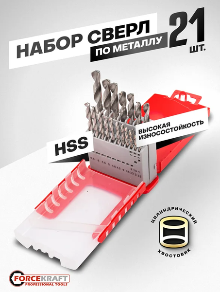 Изображение товара Набор сверл ForceKraft FK-924U21S (64487)