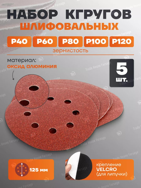 Изображение товара Набор шлифовальных кругов Forsage 19 756 / F-SD125 (5шт)