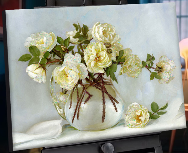 Изображение товара Картина по номерам Флюид Бузин. Белый майский букет 40x50 / SHR0587