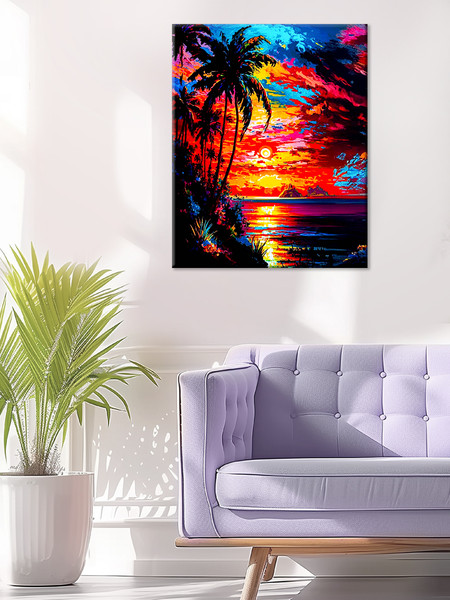 Изображение товара Картина по номерам Флюид Тропический закат 40x50 / MB0003