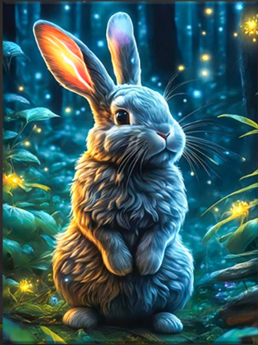 Изображение товара Картина по номерам Флюид Кролик в сказочном лесу 40x50 / FHR0419